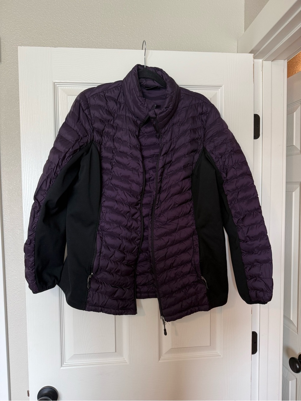 Women's Quilted Purple and Black Puffer Jacket